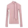 Korean Sexy Feminine Slim-Fit High-Neck Long-Sleeve Top for Women