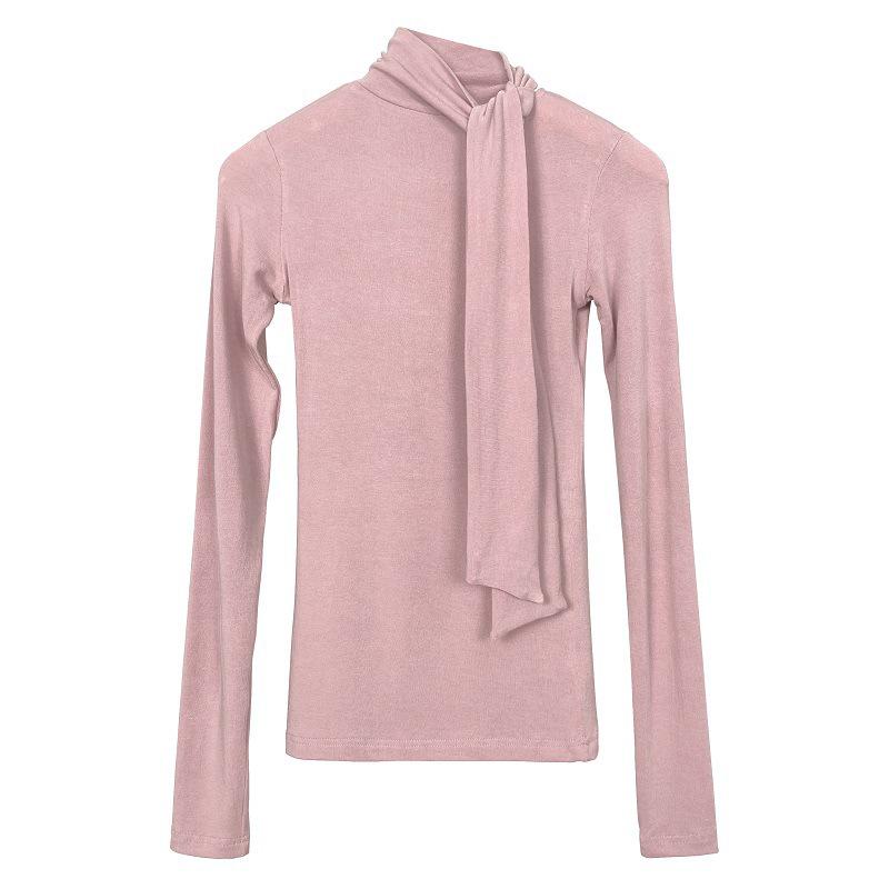Korean Sexy Feminine Slim-Fit High-Neck Long-Sleeve Top for Women