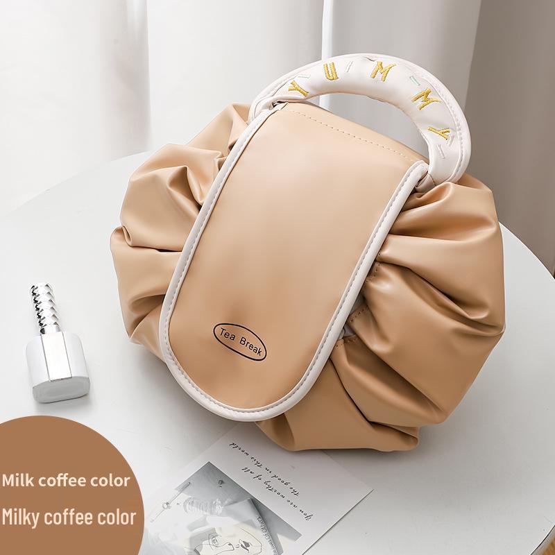 Women's Lazy Drawstring Makeup Bag - Large, Portable, Waterproof Cosmetic Travel Organizer