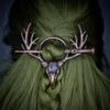 Vintage Mondstein Haarstäbchen für Frauen Gothic Retro Ahorn Krähenschädel Geweih Haarstäbchen Haarnadeln Wikinger Haarschmuck