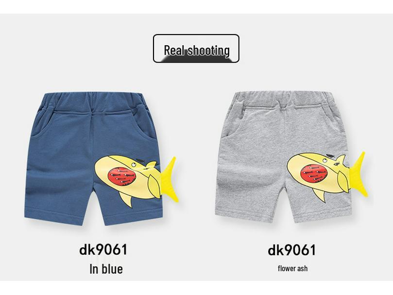 Korean Style Cartoon Shark Summer Shorts for Boys - Children's Clothing