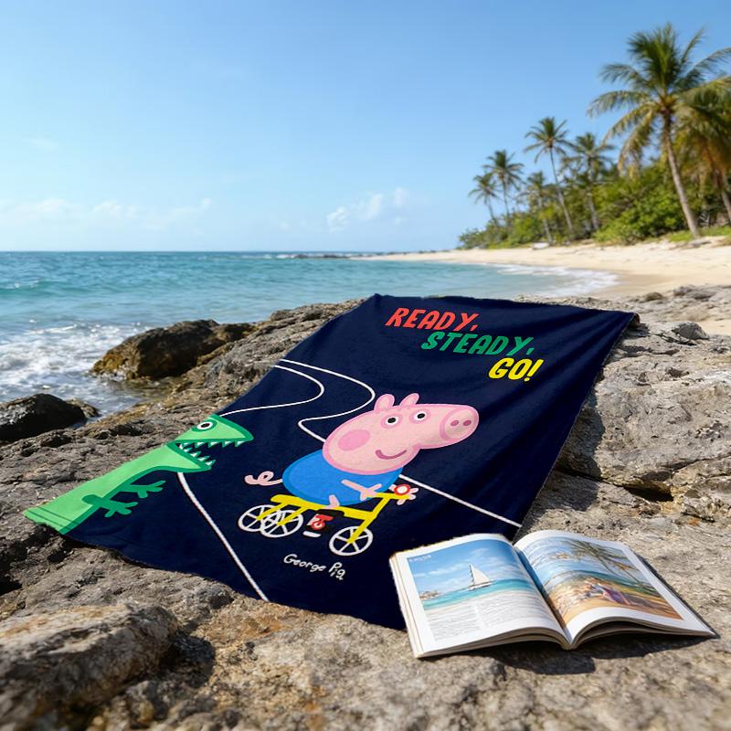 1pc Pink Pig (8) Beach Towel, Beach and Seaside Swimming Pool Equipment, Fashion Pattern, Rectangular, Travel Essentials