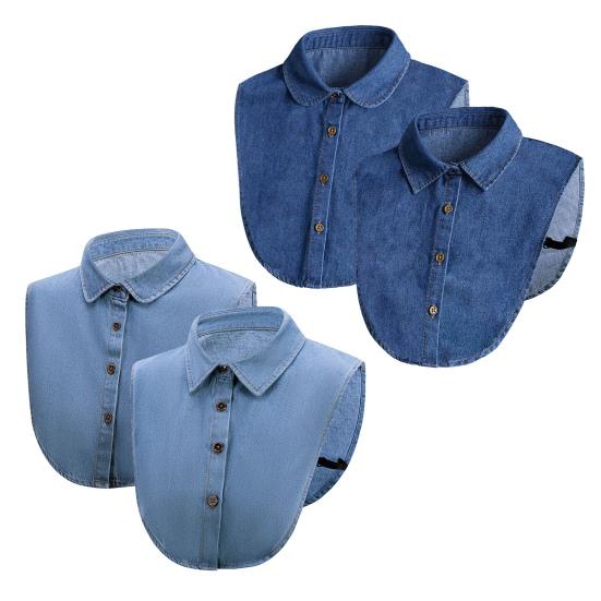 Denim Fake Collar Lapel Women Easy Button-On Shirt Collar Sweaters Dresses Jackets Layering Accessory