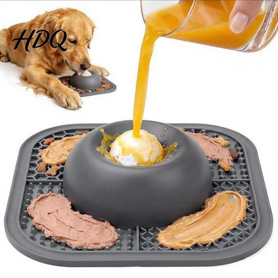 Slow Eating Pet Bowl Feeder Dog for Liquid Treat with Licking Ball Feed Lick Ball Toy Safe Eating Bone Broth Yogurt Wet Food