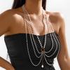 Vintage Style Layering Pearls Fringe Necklace with Geometric Accents Sturdy Electroplated Finish Chain for Parties Event