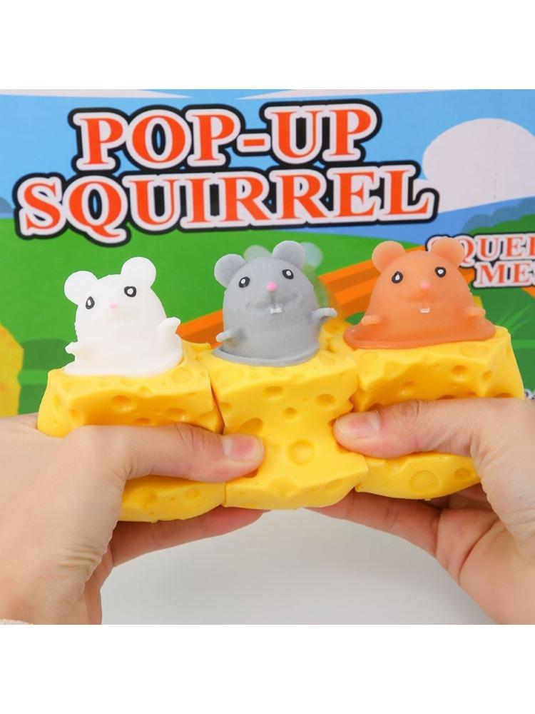 Knijpbare Kaas Eekhoorn Beker Squishy Plaag Mollen Pop-up Handknijpbal Speelgoed Voor Stressverlichting En Grappig Spel