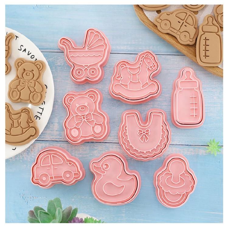 16PCS Babies Series Biscuit Moulds PP Material Push-type Frosting Cookie Molds