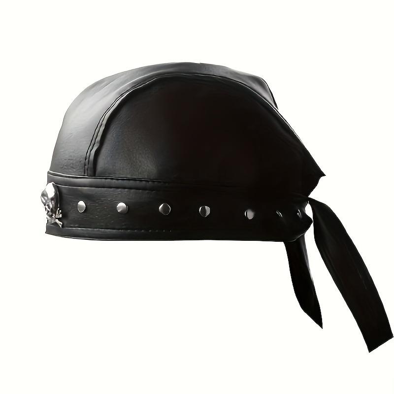 1 Stück PU Piratenhut mit Totenkopfkopfschmuck Verstellbarer Riemen Gothic Kostümhut für Halloween Cosplay Bühnenperformance Zubehör