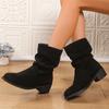 Fashion 2025 Slip On Thick Heels Ankle Boots Women 2025 Plus Size 35-43 Faux Suede Boots Woman Autumn Winter Block Heeled Short Booties