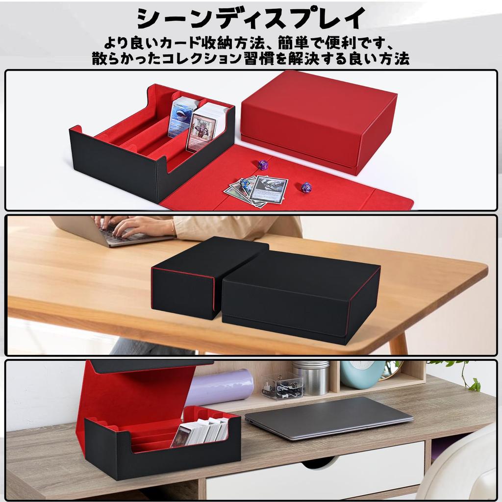 UAONO Deck Case Large Capacity Deck Case Magnetic Dice Case Top Loader Playmat Dice Storage PU Leather Pieces Card Storage Box for Trading Cards