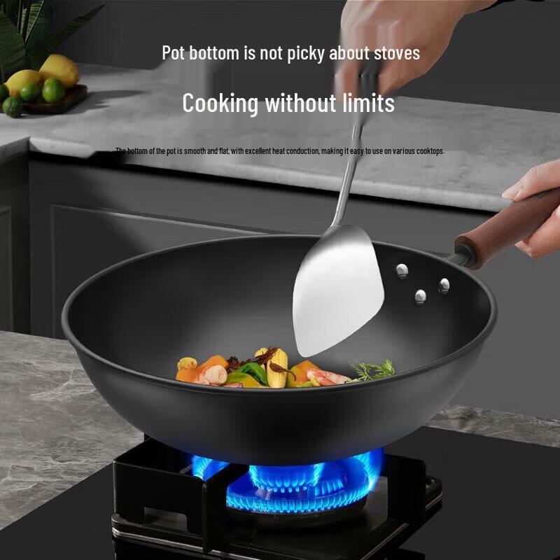 Kangbach Fine Iron Flat Bottom Stir-Fry Wok