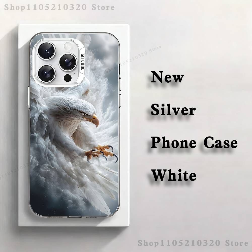 Cool Animal Eagle Art Phone Case For iPhone 17,16,15,14,13,12,11,Pro,Max,Plus,E,Air,Mini White Tpu Cover