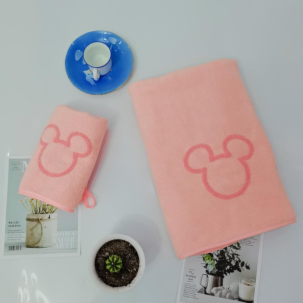 Solid Color Mickey Head Coral Fleece Towel Absorbent Quick Drying Household Towel Soft Wrapping Towel Children's Bath