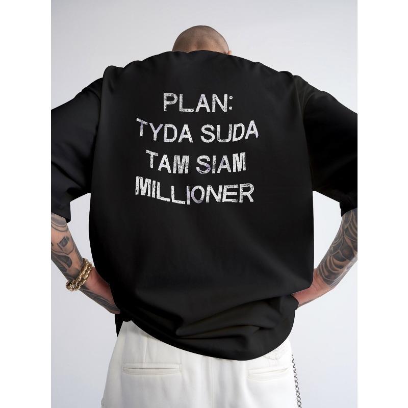 

Men s Casual Round Neck T-Shirt with Back Print, Men s Top, Gift for Men S чёрный