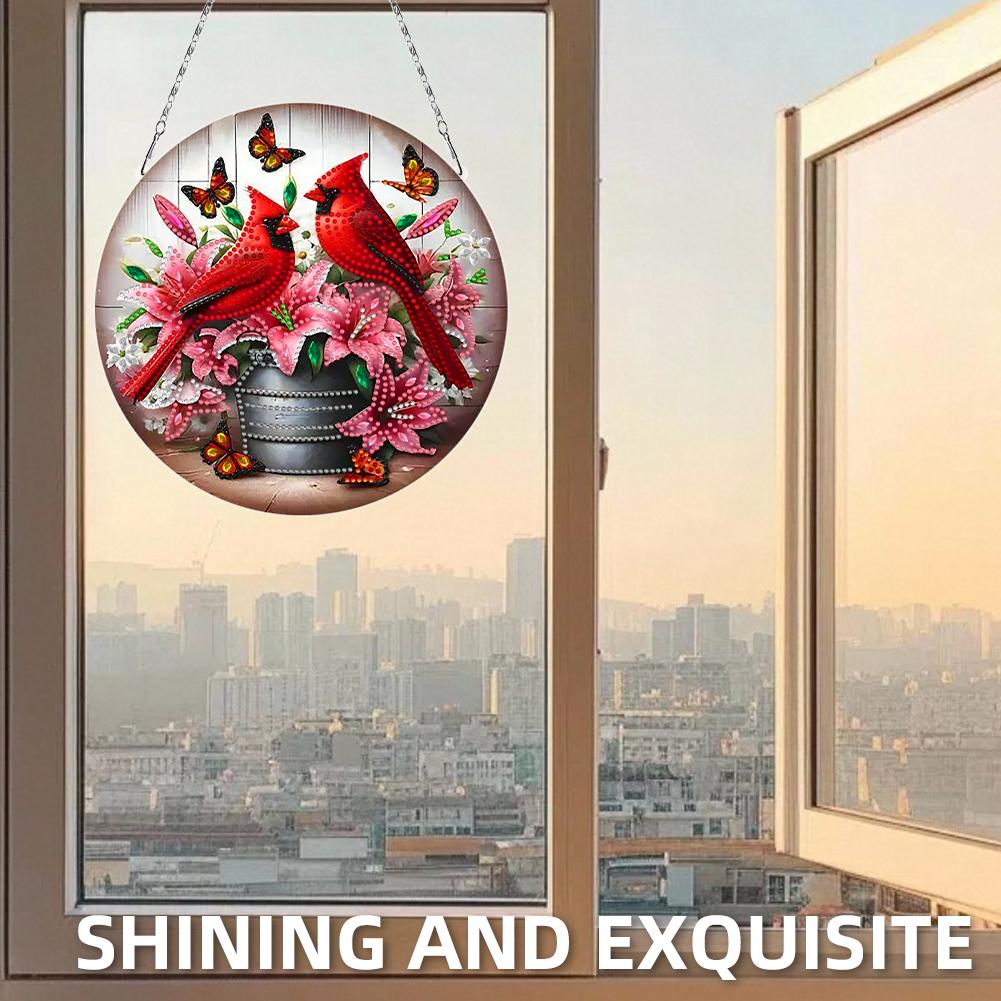 2D/Flat DIY Rhinestone Diamond Art Window Pendants Diamond Painting Set Double Side Print Single Dide Drill Wall Door Decoration