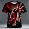 Halloween Men's Skull Optical Illusion 3D T Shirt Short Sleeve T shirt 3D Print Crew Neck Shirt Horror Club Party Streetwear