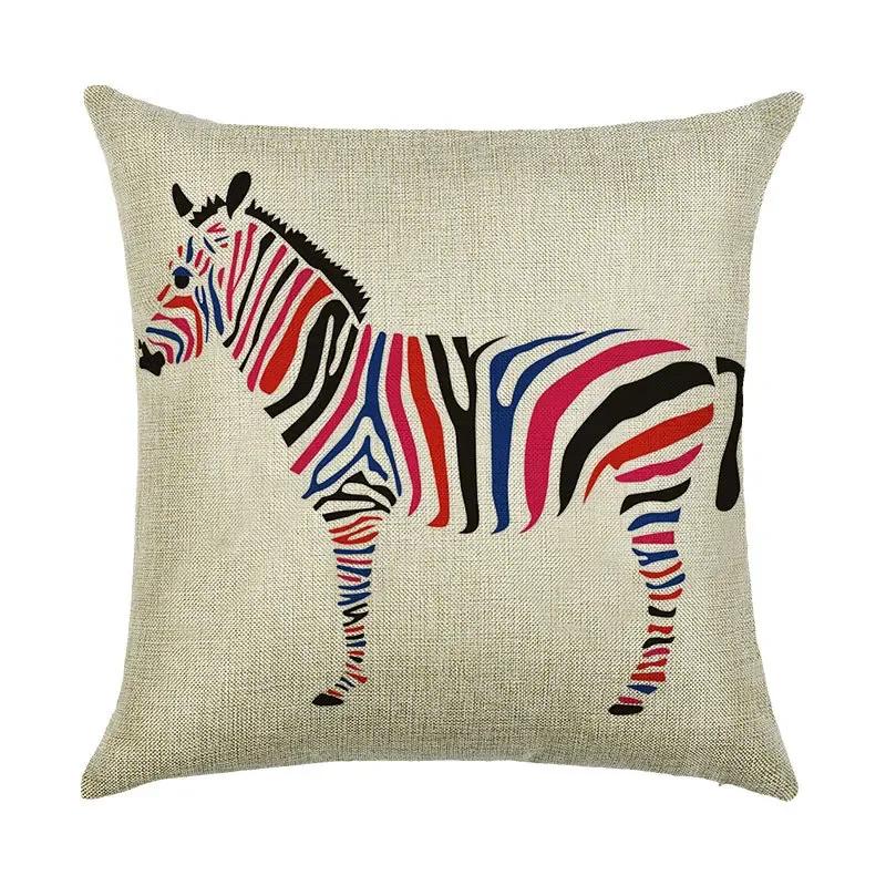 Digital Printing Animal Linen Pillowcase Bedroom Sofa Chair Decorative Cushion Cover