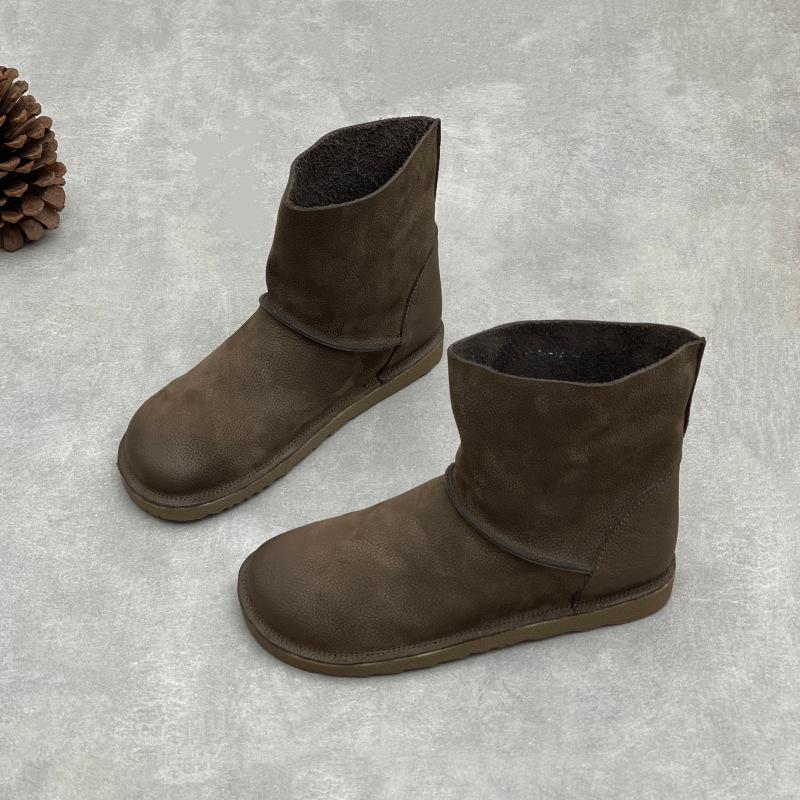 New Style Shoes: Retro Boots, Round-toed Ankle Boots, Simple and Casual Mid-calf Women's Boots