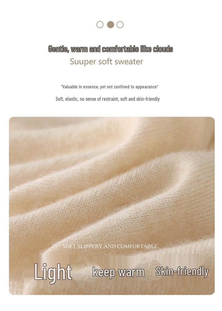 Women's 100% Mercerized Pure Wool Round Neck Pullover Sweater - Handmade Crochet Slimming Knitwear