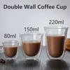 2pcs 80/150/220ml Double Wall Coffee Cup Heat Insulation Glass Cup Beer Milk Water Cups Transparent Cup Glass Drinkware Mug