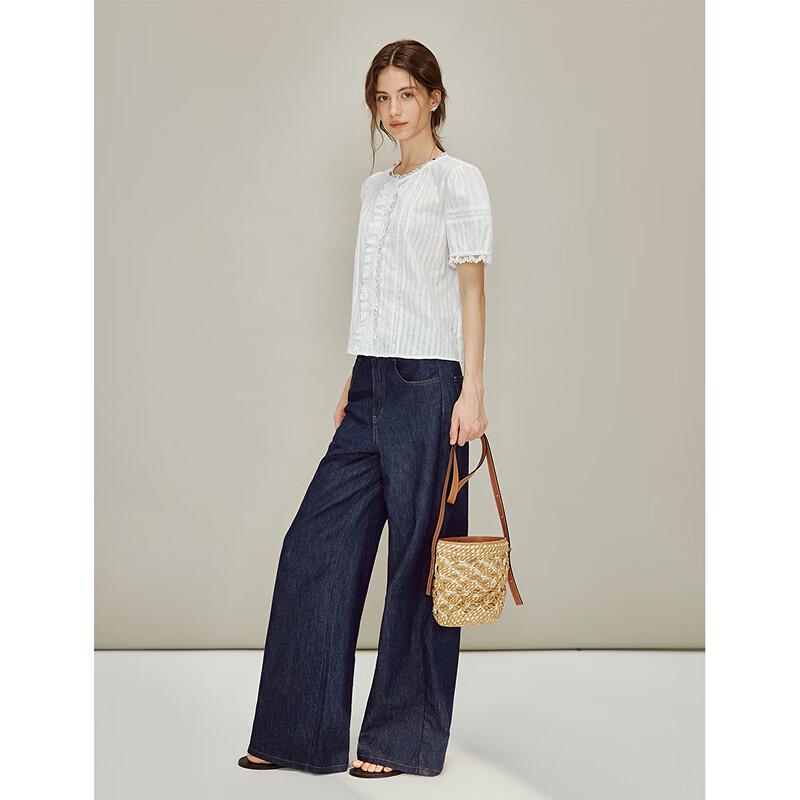 INMAN Women's Vertical Stripe Puff Sleeve Shirt