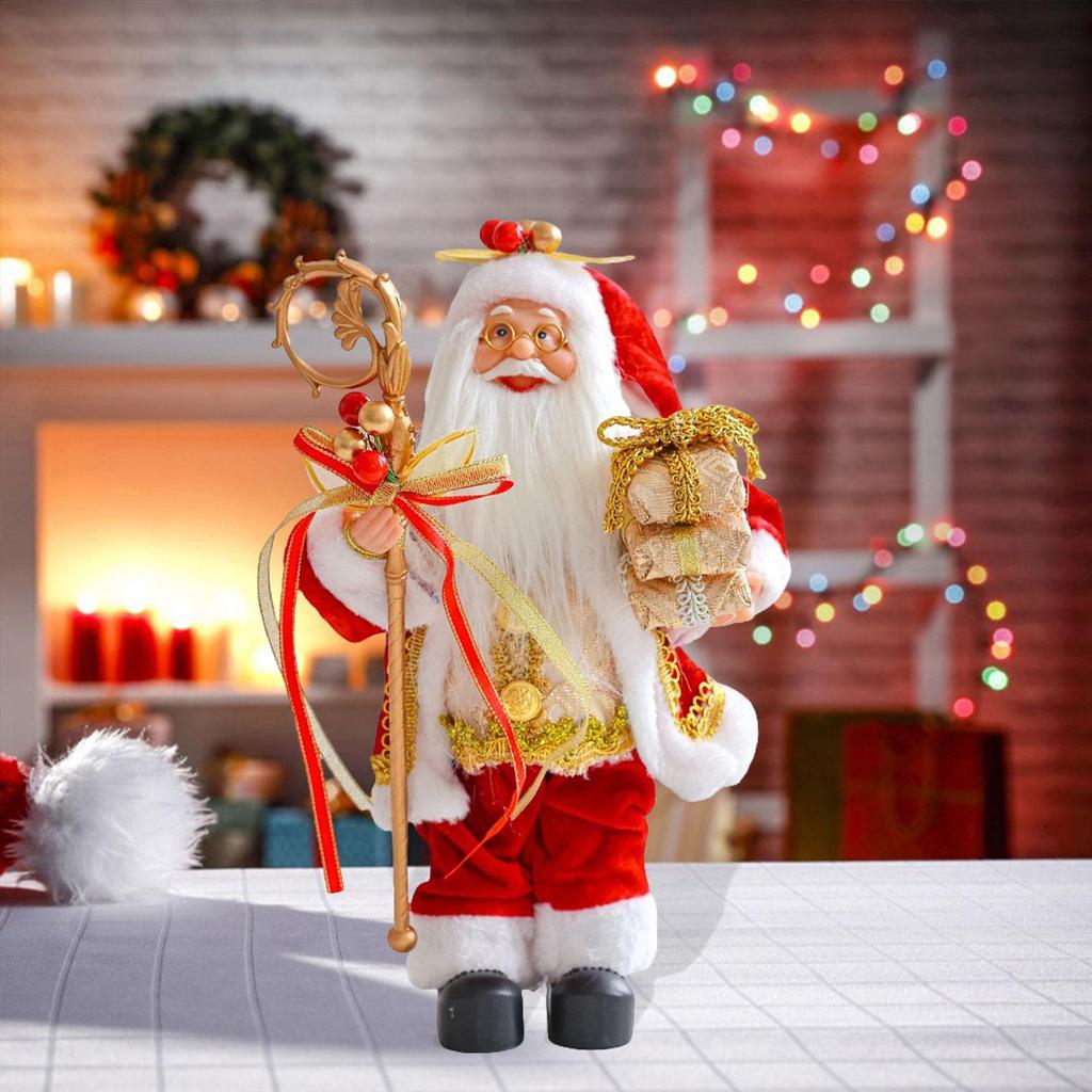 Christmas Santa Figurine Santa Doll Creative Xmas Gifts Traditional Desktop Ornament for Home Festival Living Room New Year