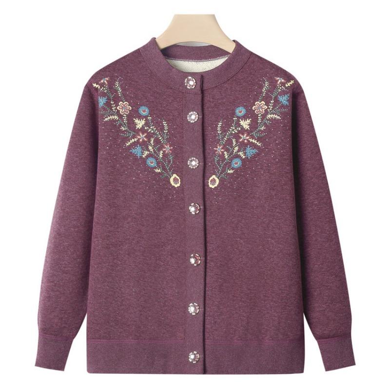 Grandma winter knitted sweater old man velvet cardigan female old lady autumn new clothes mother coat