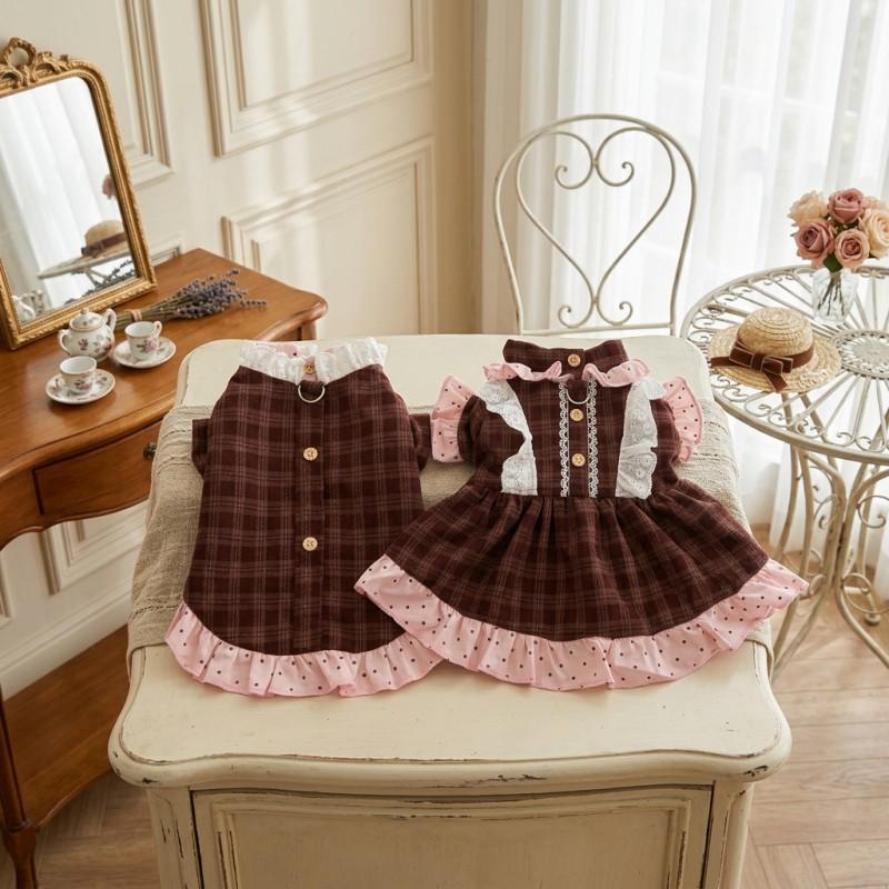 Autumn Winter Dog Dresses New Style Dog Clothes Luxury Retro Dot Pet Skirt Puppy Vest Chihuahua Bichon Dog Princess Dress Shirts