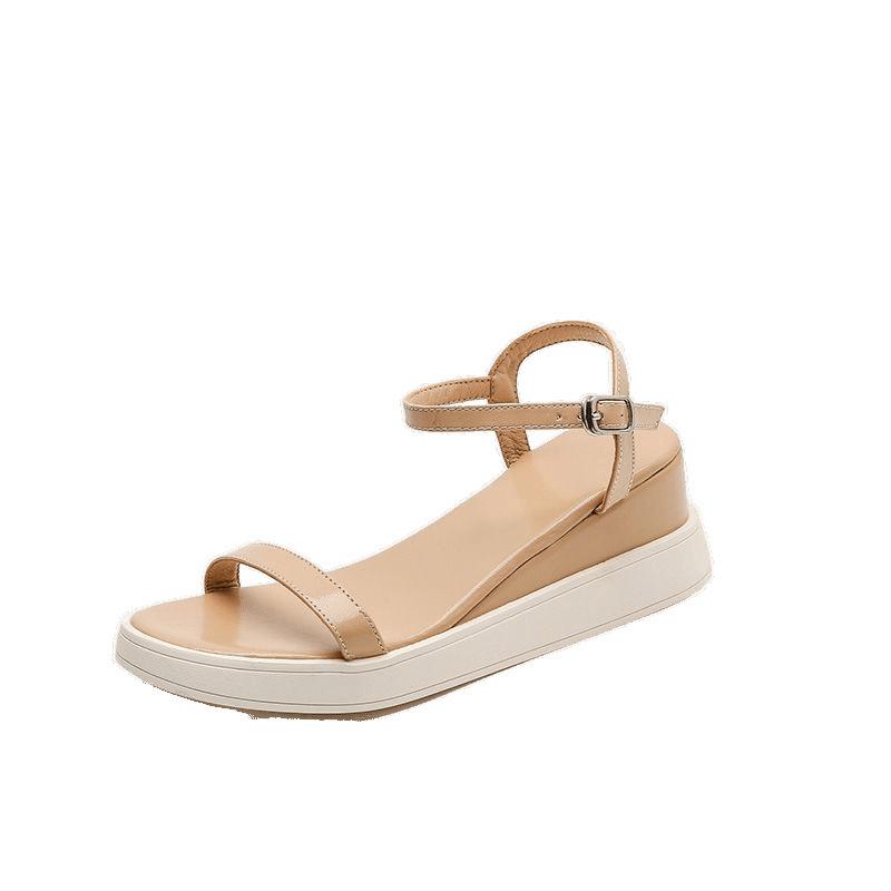 Sandals women's summer platform year new versatile fashion one-word strap high heels soft-soled wedge heels