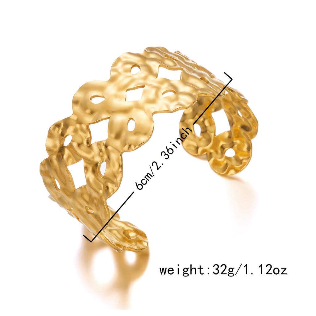 European and American Retro Geometric Irregular Pattern Hollow Stainless Steel Bracelet Hip Hop Personality Trend Women's Bracelet