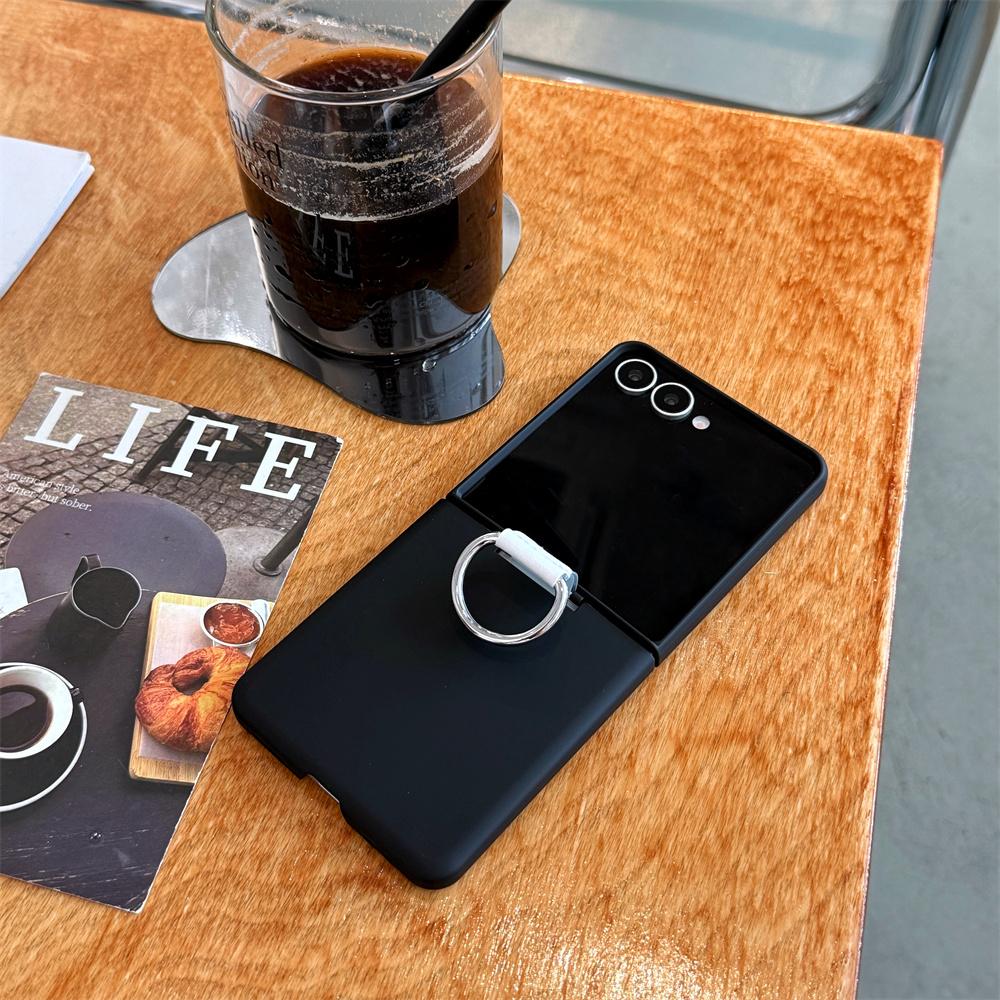Soft Silicone with Ring Phone Case for Samsung Galaxy Z Flip 7 6 5 4 Flip5 Flip6 Flip7 FE Hinge All Inclusive Protection Cover