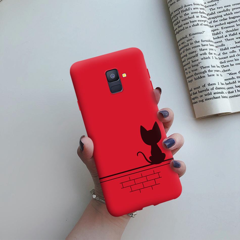 Love Heart Case For Samsung A6 2018 Cover A600F Silicon Tpu Phone Case For Samsung Galaxy A 6 A6 Plus 2018 A605F Case Cat Cactus