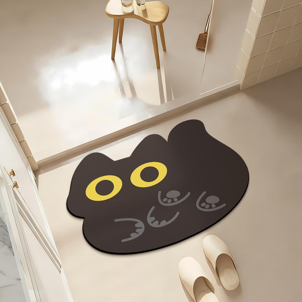 Cat Bathroom Mat Quick-Dry Diatomaceous Earth Bath Mat Funny Soft Diatom Mud Absorbent Floor Mat