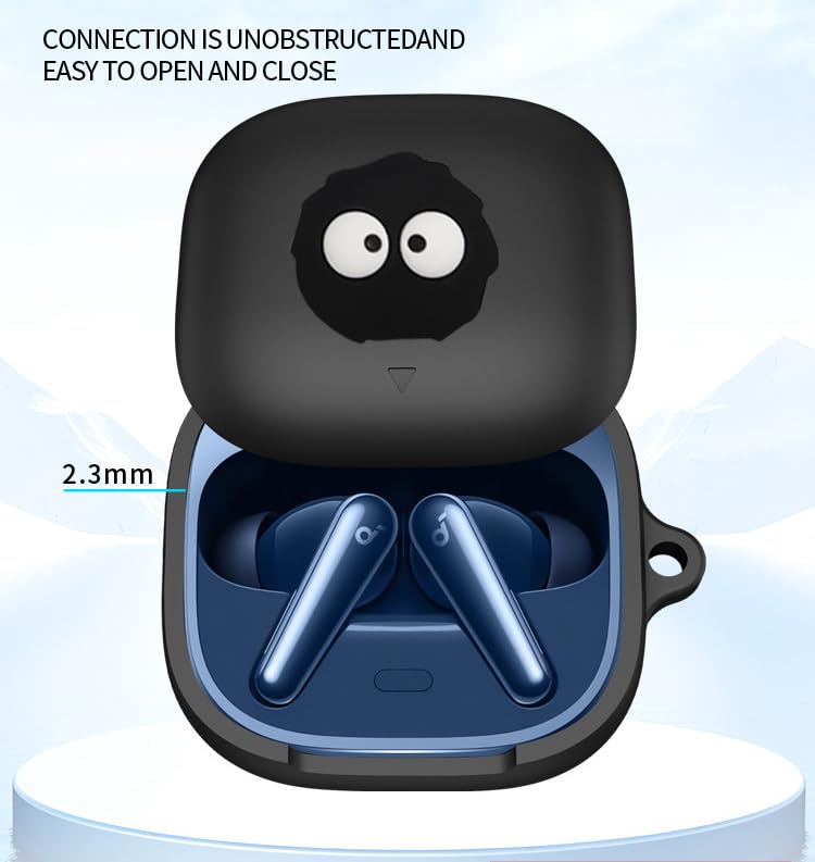 KOMININA Earphone Case for Anker Soundcore Liberty Charging Lightweight Silicone Headphone Case with Cute Keychain 5, Compatible, Drop-Resistant,