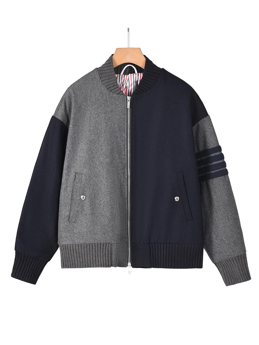 

BROWIN2025 Осенне-зимняя куртка колор-блок из смесовой шерсти со стойкой Extra Large