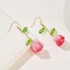 Korean Pink Tulip Flower Pendant Earrings for Women Fashion Elegant Temperament Pearl Earrings Jewelry Accessories