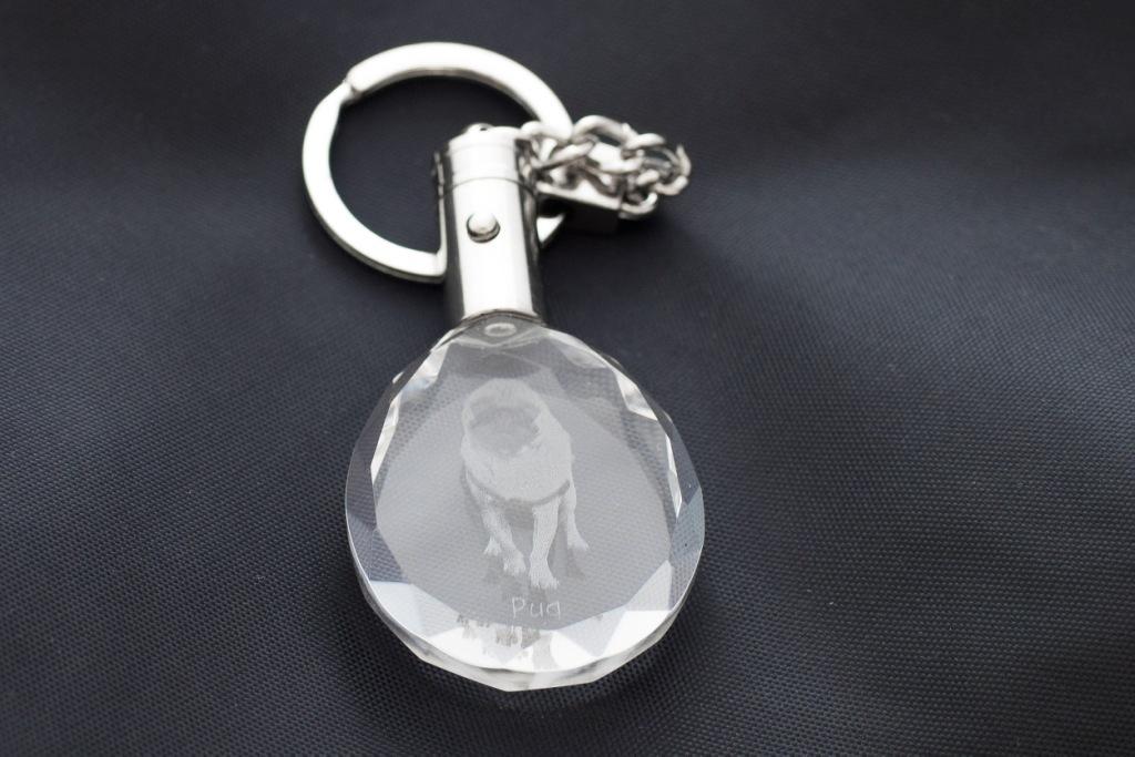Pug - pendant with a photo of a dog, crystal key ring in a gift box, a unique gift by Art-Dog
