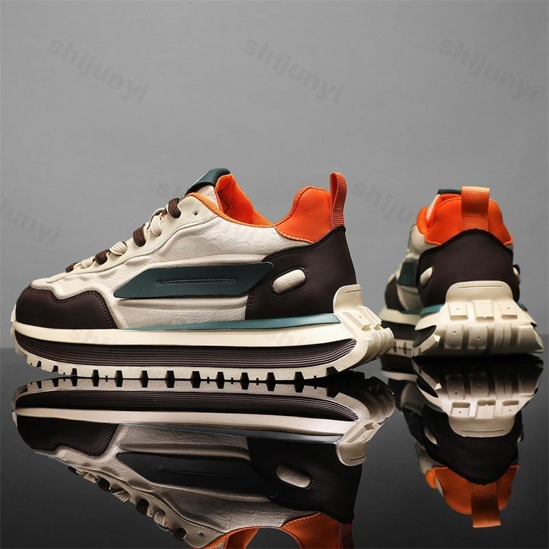 Fashion Mens Casual Shoes 2025 Autumn New  Comfortable Thick Sole Mixed Colour Outdoor Breathable Anti Slip Male Sneakers Retro Footwear