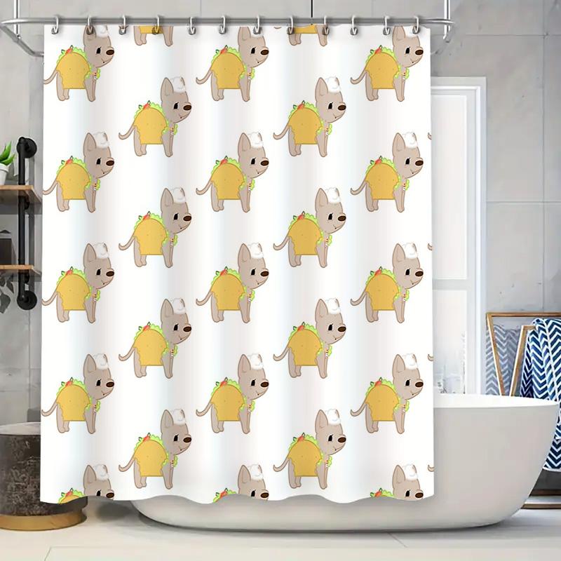 

Chihuahua Shower Curtain Cute Dog Pattern Bathroom Decor Waterproof Fabric Washable Pet Lover Gift Home Textile W60H190(CM)-1 Pcs