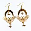 Exaggerate Retro Gold Color Stars Moon Hollowed-out Moth Pendant Stainless Steel Dangle Earrings for Women Charms Jewelry Gifts