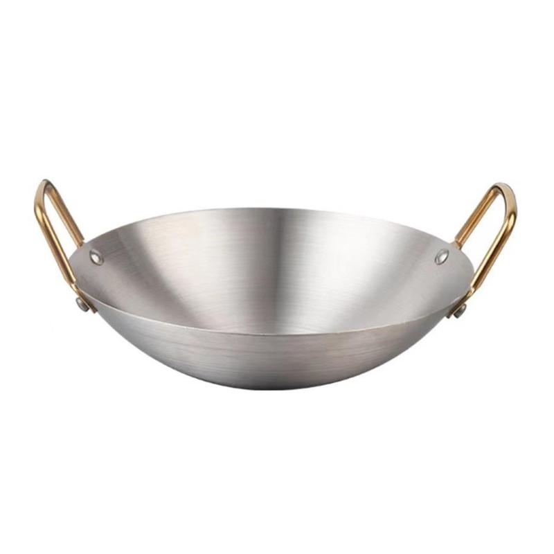 Stalowa Wok Patelnia Do Smażenia z Równomiernym Rozprowadzaniem Ciepła i Podwójnym Uchwytem Idealna do Domu i Restauracji