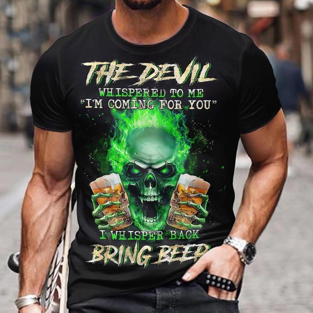 Retro Horror Skull 3D Printed Men's Casual Round Neck Short Sleeved T-shirt