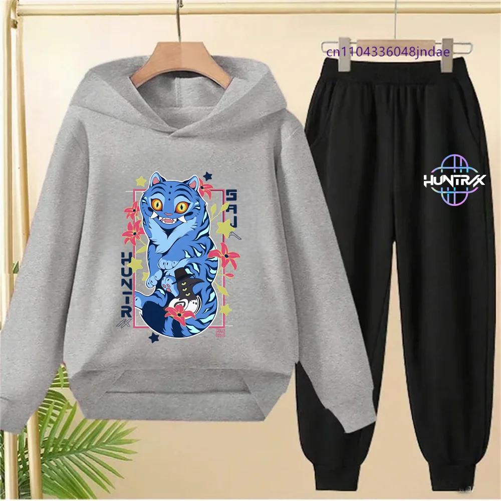 KPop Łowcy Demonów Dzieci Kreskówka Bluza z Długim Rękawem i Spodnie 2-częściowy Zestaw Maluch Niemowlę Dziewczynki Chłopcy Strój Butikowa Odzież Garnitur