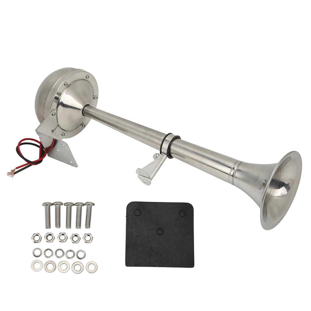 Loud Single Trumpet 328DB 12V 30W VXH1112MAR‑C Stainless Steel Universal Air Horn for Boats RVs Yachts