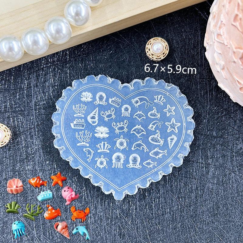 Ocean Series Animal Silicone Mold Sea Shell Conch Nail Stamplates Starfish Jellyfish 3D Soft Charm Manicure Mold Stencil Tools