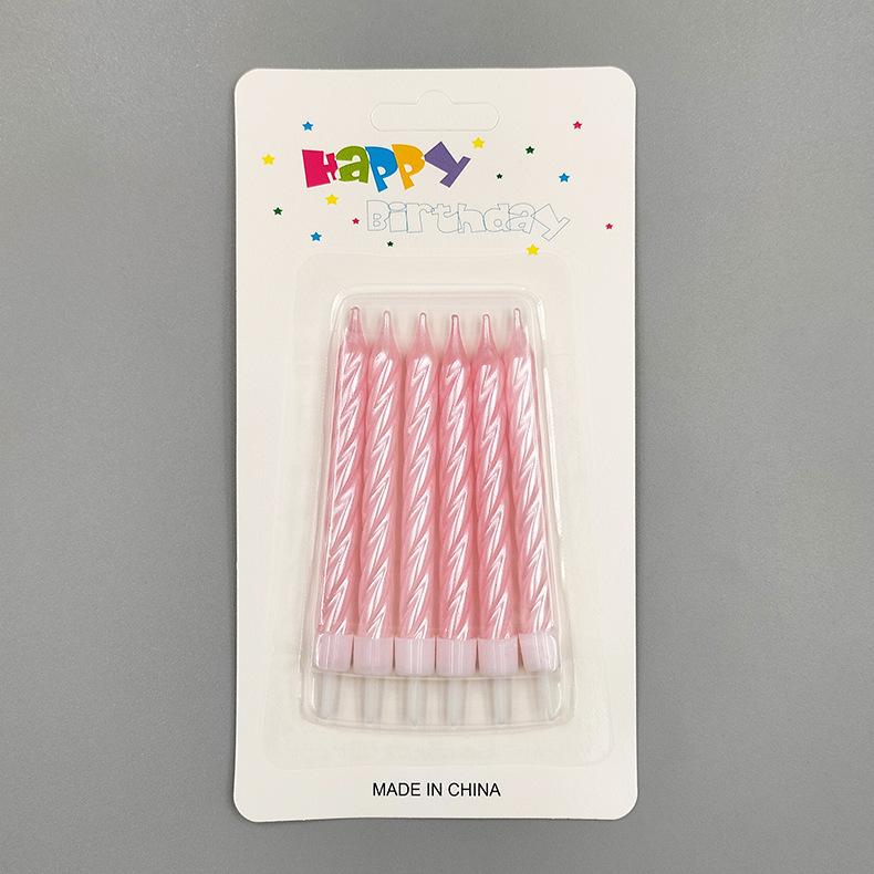 Pack of 6 Threaded Birthday Candles, Plated Metallic Paint, Threaded Colorful Spiral Candles with Base