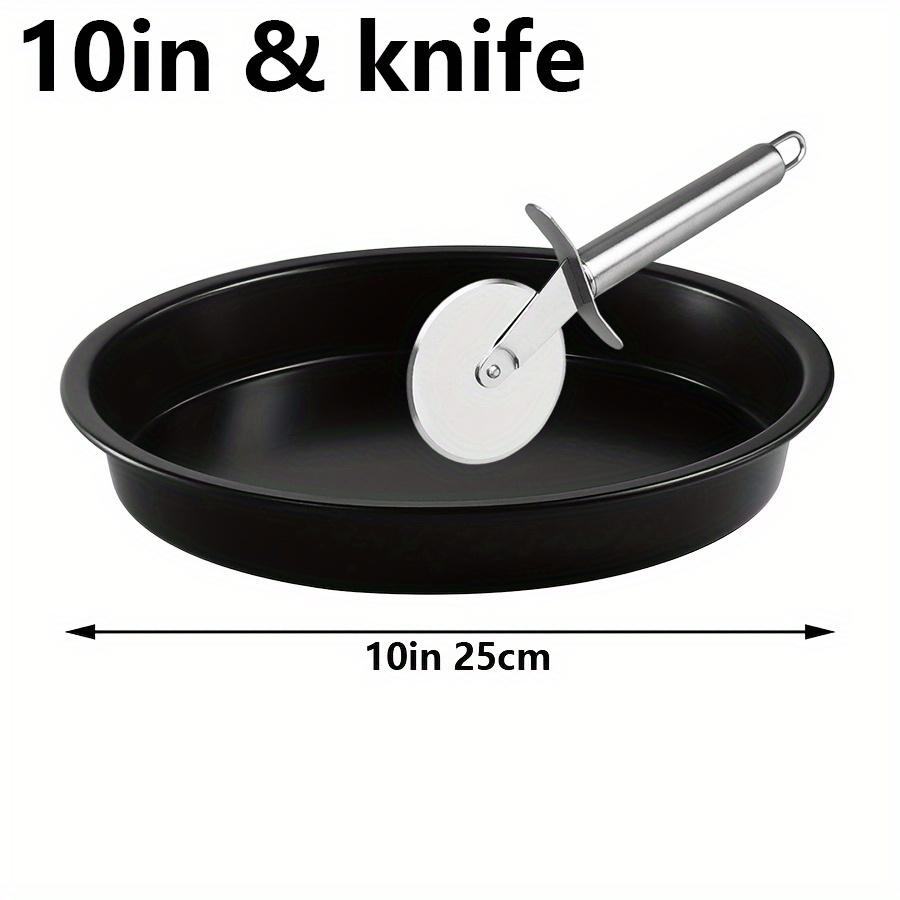6/8/9/10in Deep Dish Pizza Pan with Pizza Cutter, Stainless Steel Black Nonstick Baking Sheet, Pie Pan, Baking Pan JXB