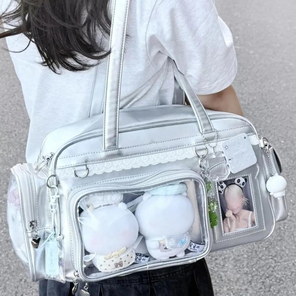 Y2K Neue Konzert Ita Tasche JK Große Kapazität Umhängetasche Süßes Mädchen Transparenter Rucksack Ausstellung DIY Abzeichen Display Umhängetasche