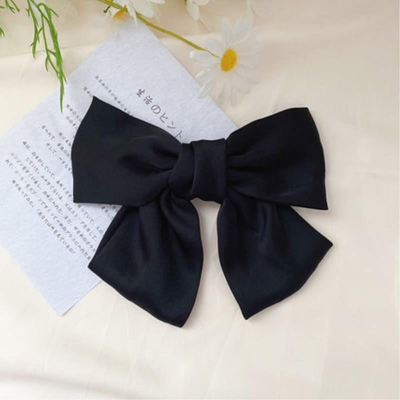 Korean Summer Satin Bow Hair Clip – Large Ribbon Top Clip for Women