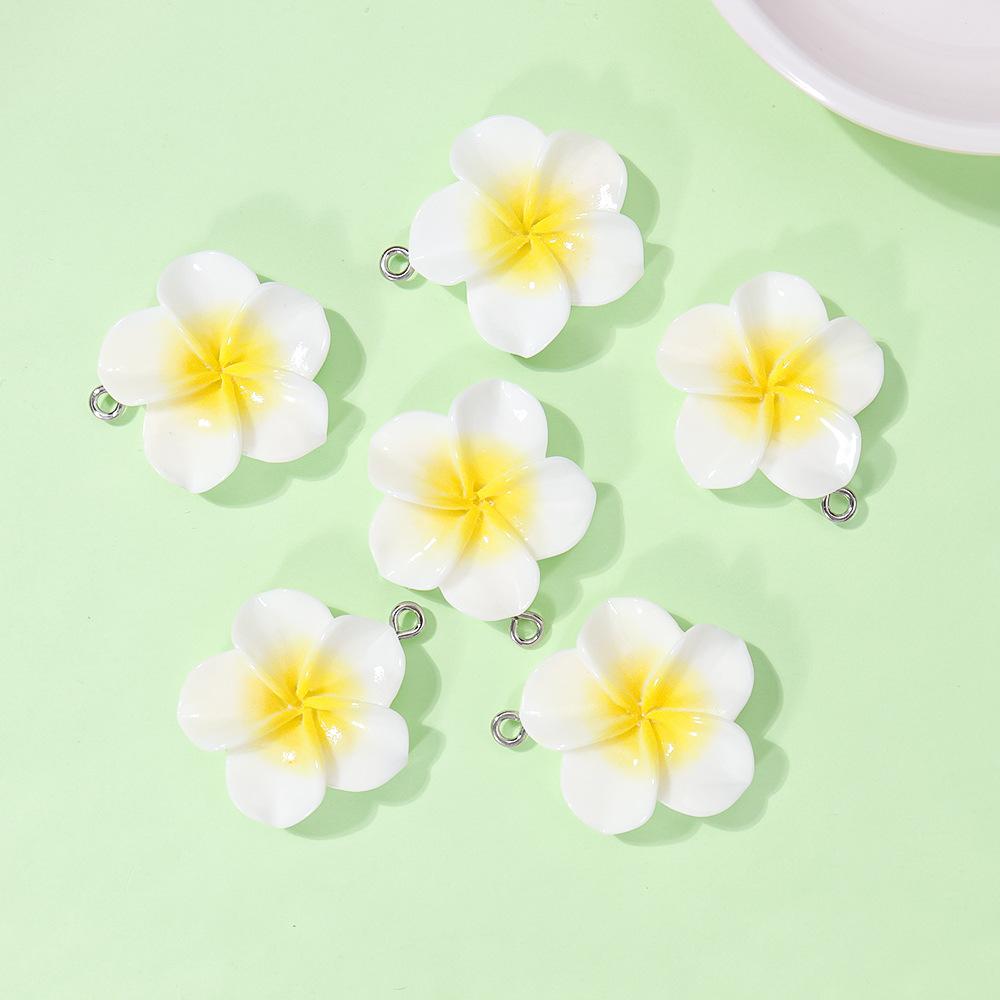 10Pcs 24mm Sweet Resin Colorful Flower  Charms Pendant Cute Petal Earring Necklace Diy Making Jewelry Accessories